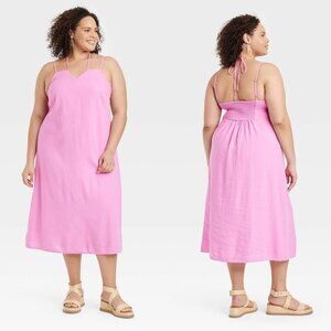 XXL - Womens Linen Midi Sundress - Universal Thread - Pink